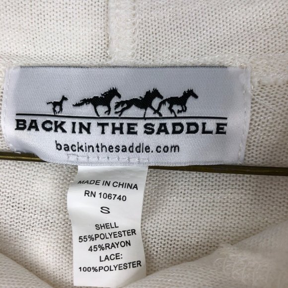 Back In The Saddle Women Ivory Lace Hoodie Size Small - Picture 6 of 9